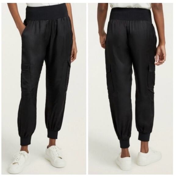 Cinq a Sept Giles Satin Pull On Joggers S Black - Picture 1 of 8